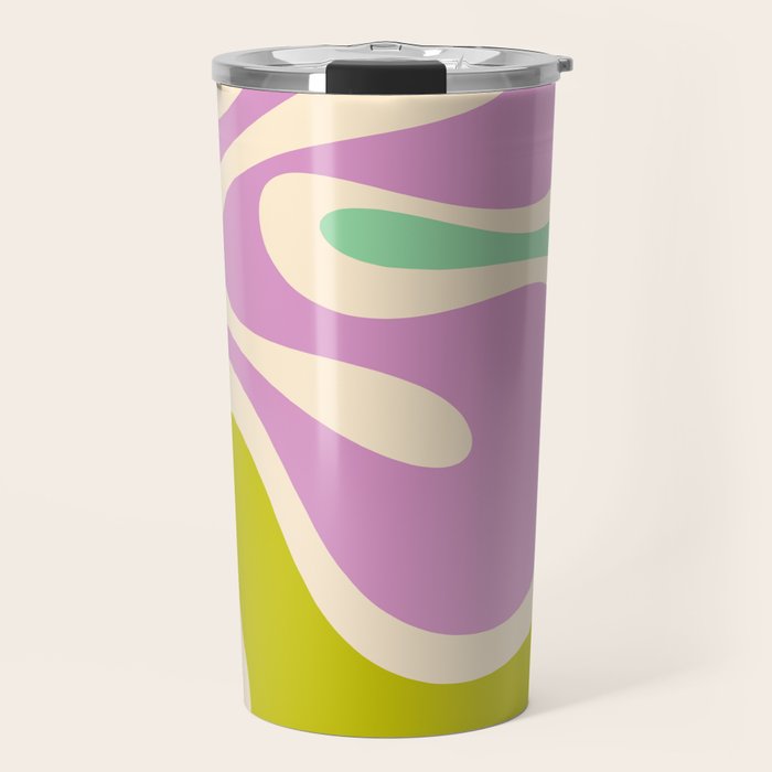 Smooth Contours Retro Modern Abstract Pattern Pastel Lavender Lime Orange Mint Travel Mug Gallery Image 1