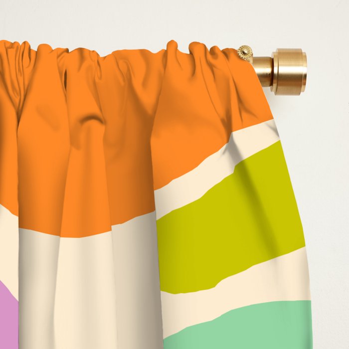 Smooth Contours Retro Modern Abstract Pattern Pastel Lavender Lime Orange Mint Window Curtain Gallery Image 2