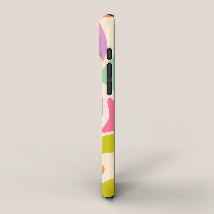 Smooth Contours Retro Modern Abstract Pattern Pastel Lavender Lime Orange Mint iPhone Case Gallery Image 2