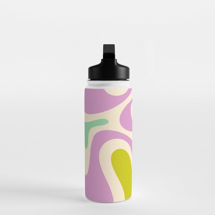 Smooth Contours Retro Modern Abstract Pattern Pastel Lavender Lime Orange Mint Water Bottle Gallery Image 3
