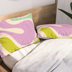 Smooth Contours Retro Modern Abstract Pattern Pastel Lavender Lime Orange Mint Pillow Sham Gallery Image 2
