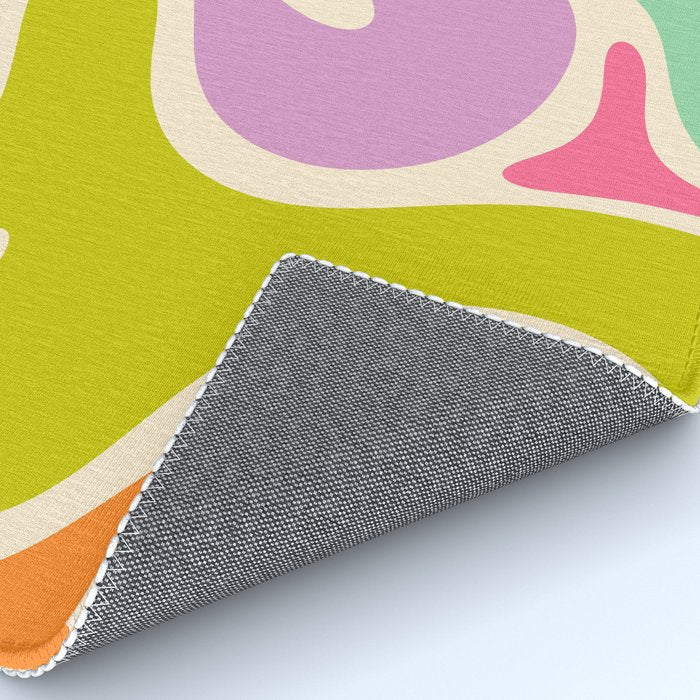 Smooth Contours Retro Modern Abstract Pattern Pastel Lavender Lime Orange Mint Rug Gallery Image 4