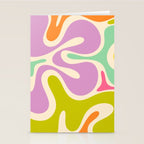 Smooth Contours Retro Modern Abstract Pattern Pastel Lavender Lime Orange Mint Stationery Card Gallery Image 2