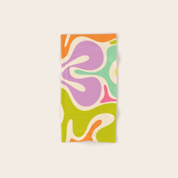 Smooth Contours Retro Modern Abstract Pattern Pastel Lavender Lime Orange Mint Bath Towel Gallery Image 1