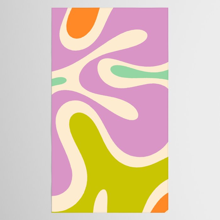 Smooth Contours Retro Modern Abstract Pattern Pastel Lavender Lime Orange Mint Tablecloth Gallery Image 2