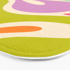 Smooth Contours Retro Modern Abstract Pattern Pastel Lavender Lime Orange Mint Bath Mat Gallery Image 3