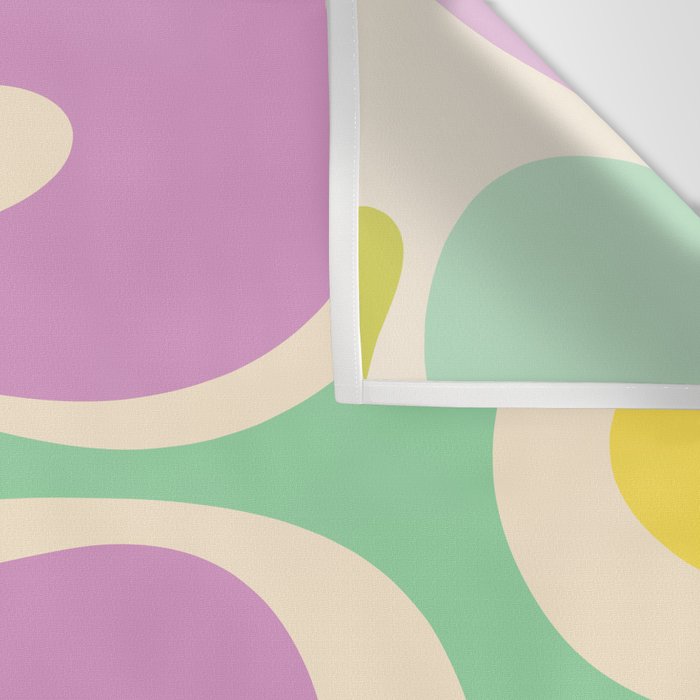 Smooth Contours Retro Modern Abstract Pattern Pastel Lavender Lime Orange Mint Wall Tapestry Gallery Image 3