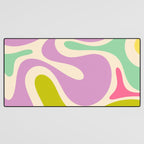 Smooth Contours Retro Modern Abstract Pattern Pastel Lavender Lime Orange Mint Desk Mat Gallery Image 3