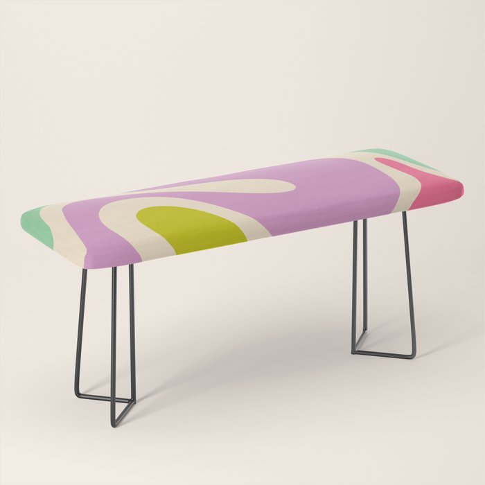Smooth Contours Retro Modern Abstract Pattern Pastel Lavender Lime Orange Mint Bench Gallery Image 1
