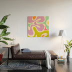 Smooth Contours Retro Modern Abstract Pattern Pastel Lavender Lime Orange Mint Wood Wall Art Gallery Image 2