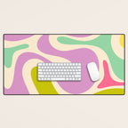 Smooth Contours Retro Modern Abstract Pattern Pastel Lavender Lime Orange Mint Desk Mat Gallery Image 1