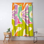 Smooth Contours Retro Modern Abstract Pattern Pastel Lavender Lime Orange Mint Window Curtain Gallery Image 5