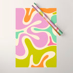Smooth Contours Retro Modern Abstract Pattern Pastel Lavender Lime Orange Mint Wrapping Paper Gallery Image 1