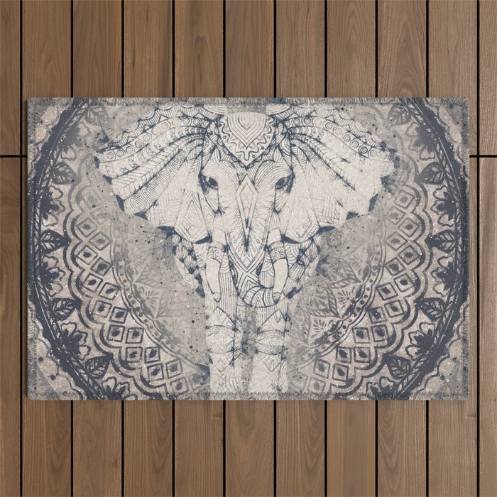 Indian Elephant Mandala Outdoor Rug Gallery Image 1