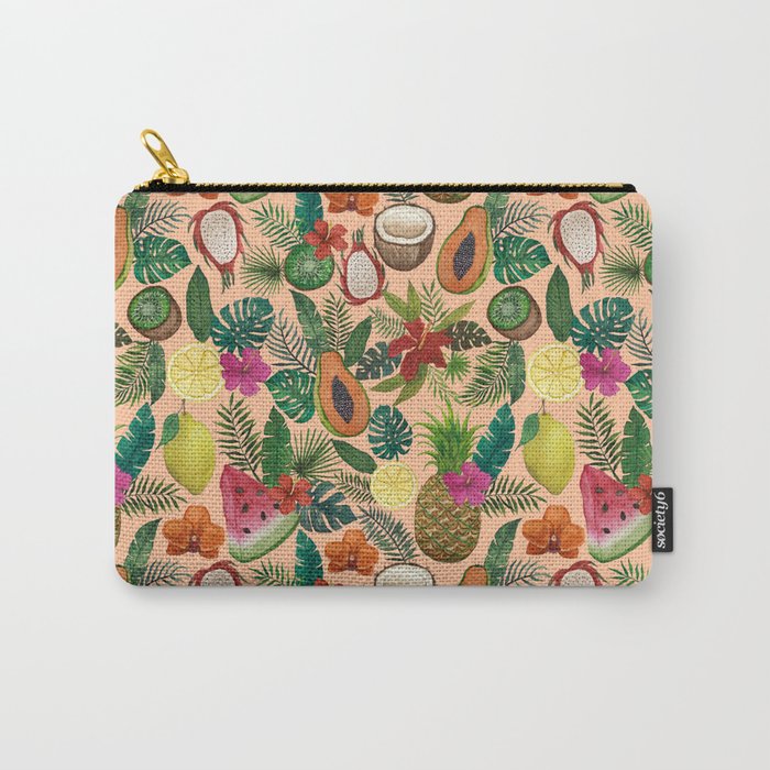 Tropical Fruit and Flower Pattern Carry All Pouch Gallery Image 1