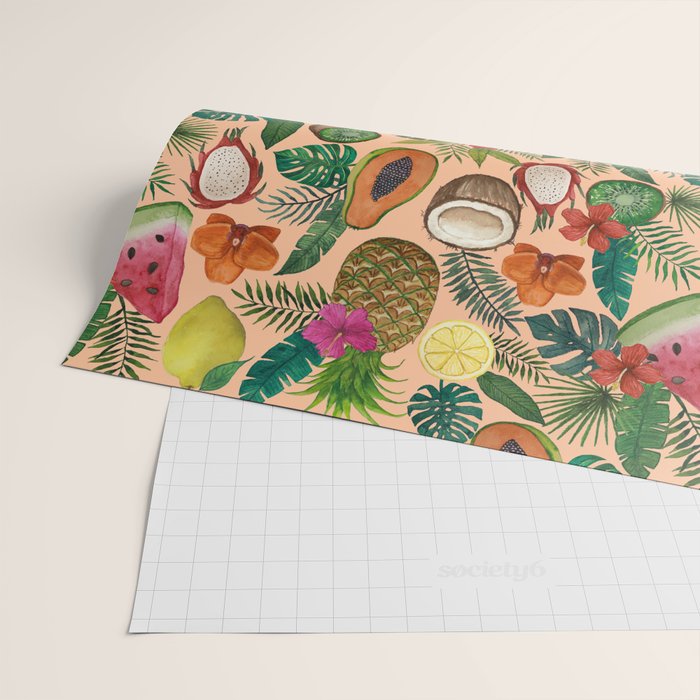 Tropical Fruit and Flower Pattern Wrapping Paper Gallery Image 2