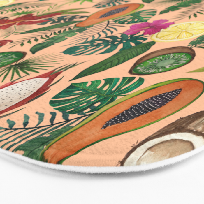 Tropical Fruit and Flower Pattern Bath Mat Gallery Image 3