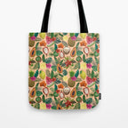 Tropical Fruit and Flower Pattern Tote Bag Gallery Image 1