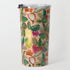 Tropical Fruit and Flower Pattern Travel Mug Gallery Image 3
