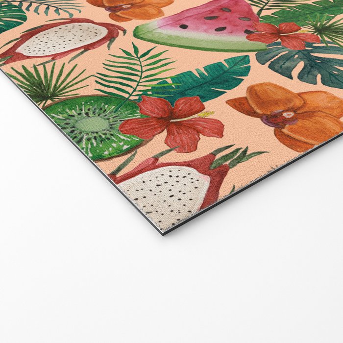 Tropical Fruit and Flower Pattern Welcome Mat Gallery Image 2