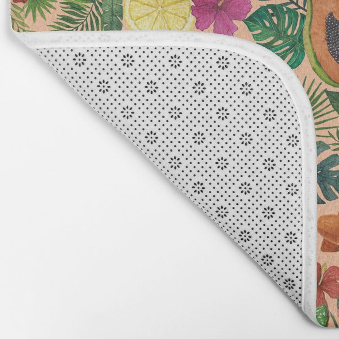 Tropical Fruit and Flower Pattern Bath Mat Gallery Image 2