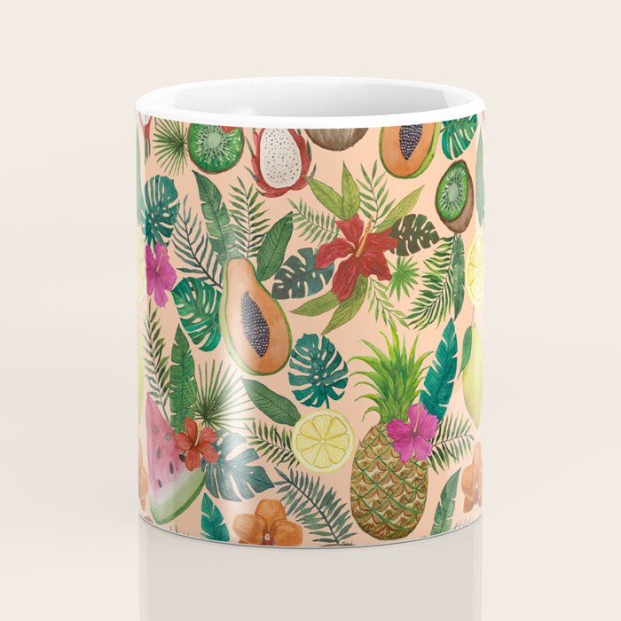 Tropical Fruit and Flower Pattern Coffee Mug Gallery Image 4