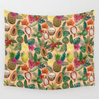 Tropical Fruit and Flower Pattern Wall Tapestry Gallery Image 4