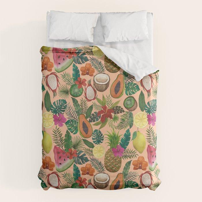 Tropical Fruit and Flower Pattern Duvet Cover Gallery Image 6