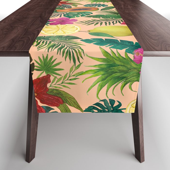 Tropical Fruit and Flower Pattern Table Runner Gallery Image 1