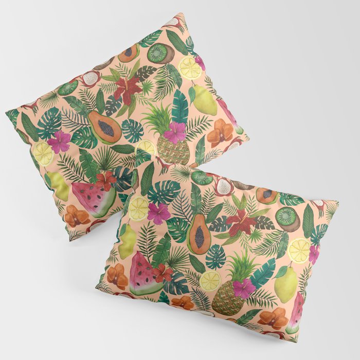 Tropical Fruit and Flower Pattern Pillow Sham Gallery Image 3