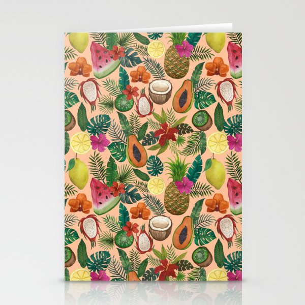 Tropical Fruit and Flower Pattern Stationery Card Gallery Image 1