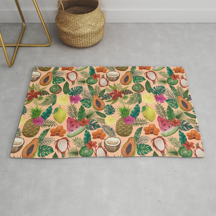 Tropical Fruit and Flower Pattern Rug Gallery Image 1