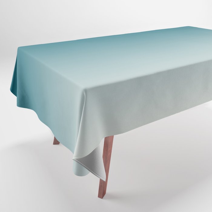 Tropical Dark Teal Gradient Inspired by Sherwin Williams 2020 Trending Color Oceanside SW6496 on Off White Tablecloth Gallery Image 1