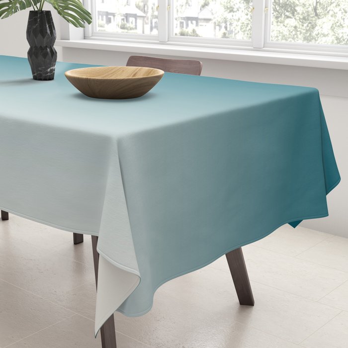Tropical Dark Teal Gradient Inspired by Sherwin Williams 2020 Trending Color Oceanside SW6496 on Off White Tablecloth Gallery Image 3