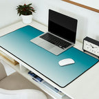 Tropical Dark Teal Gradient Inspired by Sherwin Williams 2020 Trending Color Oceanside SW6496 on Off White Desk Mat Gallery Image 2
