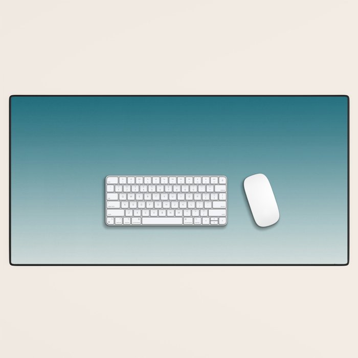 Tropical Dark Teal Gradient Inspired by Sherwin Williams 2020 Trending Color Oceanside SW6496 on Off White Desk Mat Gallery Image 1
