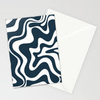 Liquid Swirl Abstract Pattern in Navy Blue and White Stationery Card Gallery Image 2
