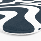 Liquid Swirl Abstract Pattern in Navy Blue and White Bath Mat Gallery Image 3