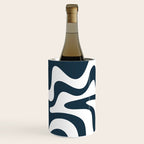 Liquid Swirl Abstract Pattern in Navy Blue and White Wine Chiller Gallery Image 3