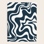 Liquid Swirl Abstract Pattern in Navy Blue and White Poster Gallery Image 4