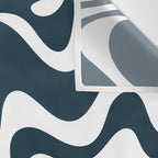 Liquid Swirl Abstract Pattern in Navy Blue and White Wall Tapestry Gallery Image 3