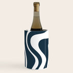 Liquid Swirl Abstract Pattern in Navy Blue and White Wine Chiller Gallery Image 2