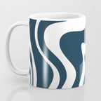 Liquid Swirl Abstract Pattern in Navy Blue and White Coffee Mug Gallery Image 3