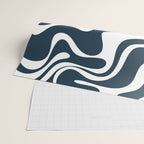Liquid Swirl Abstract Pattern in Navy Blue and White Wrapping Paper Gallery Image 2