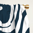Liquid Swirl Abstract Pattern in Navy Blue and White Window Curtain Gallery Image 2