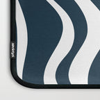 Liquid Swirl Abstract Pattern in Navy Blue and White Laptop Sleeve Gallery Image 3