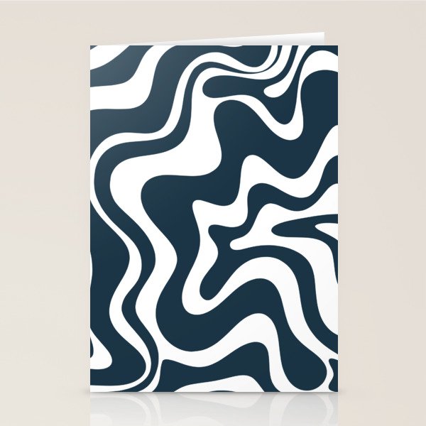 Liquid Swirl Abstract Pattern in Navy Blue and White Stationery Card Gallery Image 1