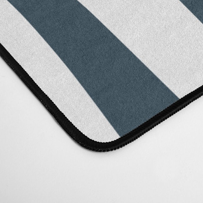 Liquid Swirl Abstract Pattern in Navy Blue and White Desk Mat Gallery Image 4