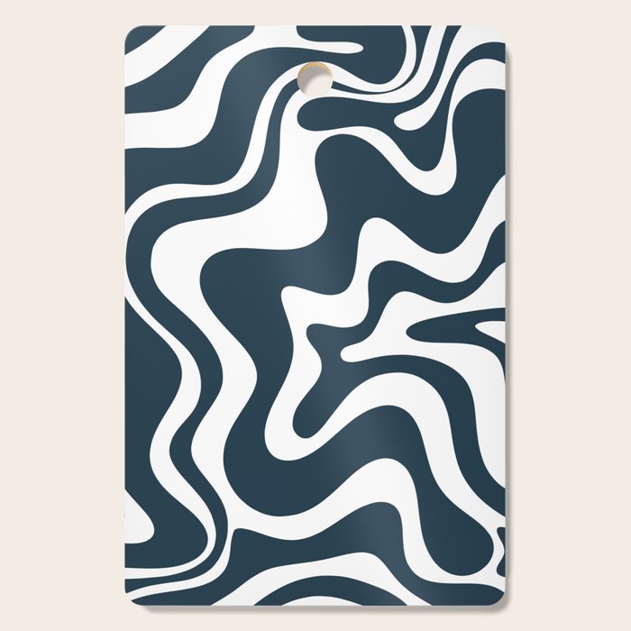 Liquid Swirl Abstract Pattern in Navy Blue and White Cutting Board Gallery Image 1