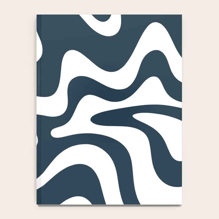 Liquid Swirl Abstract Pattern in Navy Blue and White Notebook Gallery Image 4